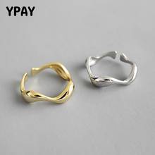 Ypay anel de prata esterlina 925 lisa, feminino, estilo coreano, minimalista, irregular, com ondas suaves, joias finas de festa ymr881 2024 - compre barato