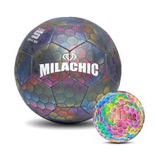 Светоотражающий светящийся в темноте футбольный мяч для детей и взрослых голографический светоотражающий футбольный мяч Премиум-Класса отражающий подарок из искусственной кожи 2024 - купить недорого