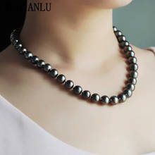 WUBIANLU New Hot Sale 6-14mm Natural Black Shell Pearl Necklace Women Jewelry Wholesale 2024 - buy cheap