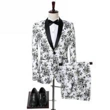 New Doublue Breasted Suit Men Terno MascCostulino Men Suits Tuxedo Prom Party Suits Floral Wedding Groom Suit 2 pieces 2024 - buy cheap