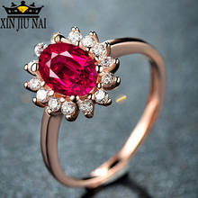 Cristal vermelho aaa zircão anéis redimensionáveis para as mulheres garnet gem jóias moda anel de jóias presente para festa de aniversário de casamento 2024 - compre barato