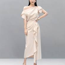 Conjunto de dos piezas formado por camisa y falda larga Irregular para mujer, traje femenino informal con cuello de barco, diseño elegante, 2021 2024 - compra barato