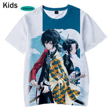 Camiseta de Comic 3D para niños, nueva camiseta de Demon Slayer, camisetas de moda de verano para niños y niñas, camisetas 3D Comic Kimetsu no Yaiba 2024 - compra barato