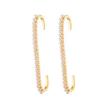 Long Ear Cuffs Clip On Earrings for Women Gold Color Korea Fashion Jewelry Femme Gift 2021 New Earcuff Pearls Earrings 2024 - buy cheap