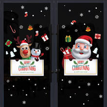 Pegatinas de pared de Feliz Navidad para el hogar, Festival de vidrio para ventana, decoraciones de Año Nuevo para decoración del hogar, novedad 2024 - compra barato