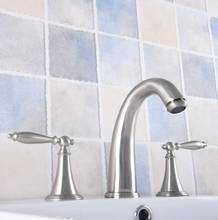 Brushed Nickel Double Handle Basin Faucet Deck Mounted Bathroom Tub Sink Mixer Taps Widespread 3 Holes Nnf683 2024 - buy cheap