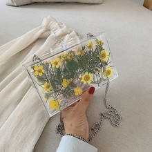 New summer small fresh transparent small square bag fashion wild messenger bag flower print texture chain shoulder bag handbag 2024 - buy cheap