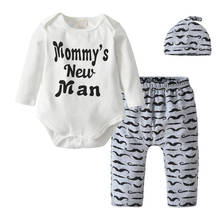 3Pcs Baby Boy Clothing Outfit Set Letter Mommy's New Man Long Sleeve Bodysuits+Moustache Pants+Headband Newborn Infant Clothes 2024 - buy cheap