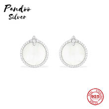 Pandoo Fashion Charm Original 1:1 Copy, Underlobe Earrings With Mother Of Pearl Luxury Jewelry Gift For Female 2024 - buy cheap