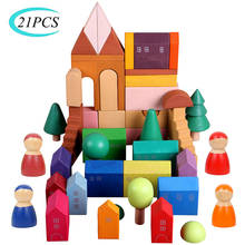 Montessori Rainbow Building Block Solid Wood Educational Toy Rainbow Forest Castle Puppet Creative Puzzle Educational Toy To Kid 2024 - buy cheap