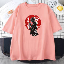 Camiseta feminina tamanho grande, camiseta de manga curta feminina demon slayer com estampas de anime 2024 - compre barato