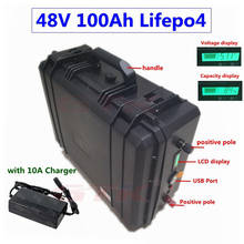 Waterproof IP67 48V 100Ah LiFepo4 lithium battery BMS 16S for solar system inverter trolling motor energy storage RV+10A Charger 2024 - buy cheap