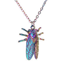 Creative Rainbow Insect Cicada Pendant Necklace Charm 50cm Stainless Steel Chain Necklaces Jewelry 23604 2024 - buy cheap