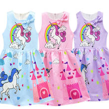 Платье для девочек; летнее платье с единорогом для девочек; подарок на день рождения; костюм; праздничная одежда; детское платье принцессы для малышей; одежда для детей 2024 - купить недорого