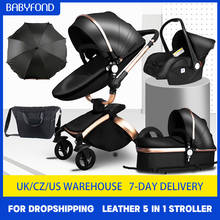 Babyfond Baby Stroller 5 in 1 Luxury Carriage System For NewbornTwo-way Foldable Four-wheeled Pram Leather Aluminium Alloy Frame 2024 - buy cheap