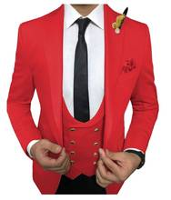 2021 Custom Made Peaked Lapel Red Formal Groom Suit For Wedding Best Man Tuxedo 3 Pieces (Jacket+Pants+Vest) Costume Homme 2024 - buy cheap