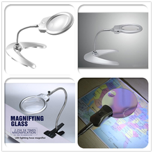 New lighted magnifier clip-on desktop LED desk lamp reading diamond painting tool jewelry magnifying glass metal hose magnifying 2024 - buy cheap