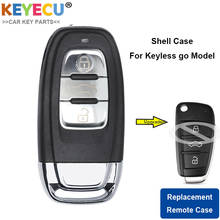 KEYECU Upgraded Modified Smart Remote Car Key Case Shell for Audi A6L Q7 Keyless-Go Flip Remote Key Shell Case, Fob 3 Buttons 2024 - buy cheap