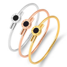 Rose Gold Color Love Letter Round Charm Bracelets & Bangles for Women Stainless Steel Wire Bracelets Lover's Gift 2024 - buy cheap