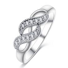 Anillo de doble espiral para mujer, joyería de cobre con diamantes de imitación, anillo de mano para mujer, anillo de Color plateado de circón Simple para mujer 2024 - compra barato