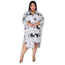 Vestidos para mulheres streetwear jornal impressão camisa vestido lounge wear solto casual plus size vestido atacado dropshipping 2024 - compre barato