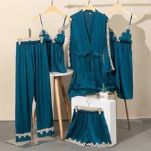 Халат-кимоно женский кружевной из вискозы, пикантная ночная рубашка, Повседневная Пижама, голубая Домашняя одежда, ночное белье 2024 - купить недорого