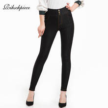 Rihschpiece plus size 5xl leggings mulheres calças de brim cintura alta preto punk fino jeggings botão legging calças jeans rzf1657 2024 - compre barato