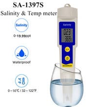 Por lote medidor de salinidade e temperatura, portátil, medidor de salinidade, halômetro, concentração de sal, com 40% de desconto 2024 - compre barato