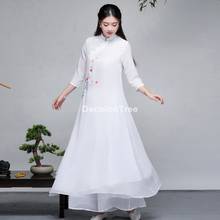 Qipao de encaje para mujer, vestido de honor para boda, vestido elegante de cuello mao, qipao, vestido oriental, chongsam, 2021 2024 - compra barato