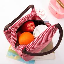 Women Leisure Portable Lunch Bag Canvas Stripe Insulated Cooler Bags Thermal Food Picnic Lunch Bags Kids Lunch Box Bag Tote 2024 - buy cheap