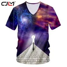CJLM Moda V Pescoço Tshirt 3D Starry Sky Estrada Engraçado Camiseta Streetwear Mens T-shirt de Treino de Corpo Inteiro de Impressão de Grandes Dimensões 2024 - compre barato