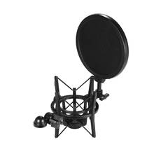 Univerdal пластиковый конденсаторный микрофон амортизатор держатель кронштейн антивибрационный с поп-фильтром для студийной записи музыки 2024 - купить недорого