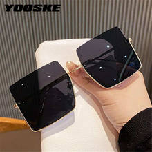 YOOSKE-gafas de sol cuadradas con montura de Metal para hombre y mujer, lentes de sol con diseño de marca de lujo, de gran tamaño, antiuv 2024 - compra barato