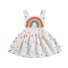 На возраст от 0 до 24 месяцев, новое платье принцессы для новорожденных и маленьких девочек; Доступны все цвета радуги в горошек из набивной ткани, с низким вырезом на спине ТРАПЕЦИЕВИДНОЕ симпатичное платье 2024 - купить недорого