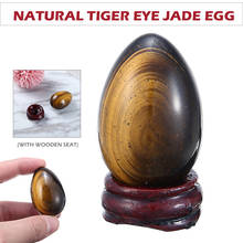 Soporte de exhibición de madera de huevo de ojo de tigre, piedra Natural de cuarzo, cristal curativo, piedra de Reiki tallada, 1 ud. 2024 - compra barato