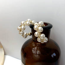 S925 joyería delicada de aguja pendientes de tuerca estilo Popular chapado en oro pendientes de perlas simuladas para mujeres joyería de moda 2024 - compra barato