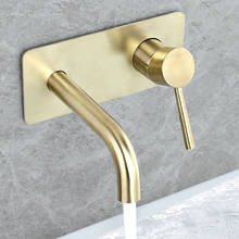 Torneira de lavatório oculta torneira de pia de banheiro escovado ouro na parede torneira misturadora de bico combinação de torneira de latão sólido branco 2024 - compre barato