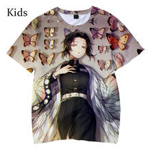 Популярная модная детская футболка с объемным рисунком «Призрак клинок»; детская повседневная футболка с короткими рукавами в стиле Харадзюку для мальчиков и девочек 2024 - купить недорого