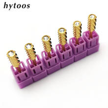 Hytoos brocas 4x c para unhas, barril de revestimento dourado, carboneto de unha de 3/32 polegadas, cortadores de manicure, acessórios de unha, remoção de gel, fresa 2024 - compre barato