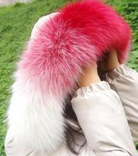 Autumn winter women's faux Raccoon fox fur collar gradient color faux collar muffler scarf hooded fur collar cap fur scarf R2556 2024 - buy cheap