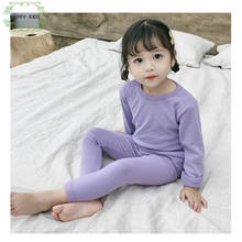DTZ482 новый детский пижамный комплект, хлопковые простые пижамы для маленьких мальчиков и девочек, детская осенне-зимняя одежда для сна, пижамы с длинными рукавами для младенцев 2024 - купить недорого