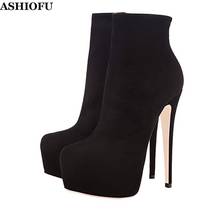 ASHIOFU-Botas de tacón alto hechas a mano para mujer, botines de plataforma con punta redonda, sexys, de noche, a la moda 2024 - compra barato