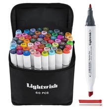 60 Coloured Alcohol Markers Art Drawing Manga Twin Tip Marker Pen  Set+Carry Bag+Highlight Pen Art Supplies 2024 - buy cheap