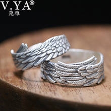 V.YA 100% 925 Sterling Silver Vintage Angel Wings Ring For Lovers Open Adjustable Couple Rings Stackable Statement Ring Jewelry 2024 - buy cheap