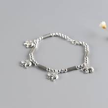 925 Silver Elephant Charm Bracelet 19.5cm Chain Vintage 100% Original S925 Thai Silver Bracelets for Women Jewelry 2024 - buy cheap