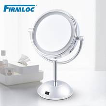 Firmloc 2 Face Iron LED Lights Bathroom Stand Round Mirror Makeup 5X Magnifying Bath Make up Cosmetic Vanity Smart Wall 2024 - buy cheap