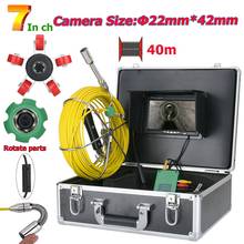 Câmera de vídeo para inspeção de canos, 40m, 7 polegadas, 22mm, ip68, sistema de câmera de inspeção de esgoto, com câmera de 1000 tvl com luzes led de 6w 2024 - compre barato