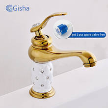 Gisha Luxury Basin Gold Plated Faucets Hot & Cold Washbasin Tap Brass Diamond Bathroom Sink Faucet Basin Mixer Torneiras 2024 - buy cheap