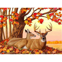 5D Diamond Painting Autumn Deer Full Drill Cross Stitch Kit Diamond Embroidery Animal Art Home Decor Gift for Christmas 2024 - buy cheap