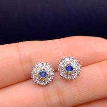 natural blue sapphire stud earrings for women jewelry exquisite natural gem good blue color 925 silver ornament birthday gift 2024 - buy cheap